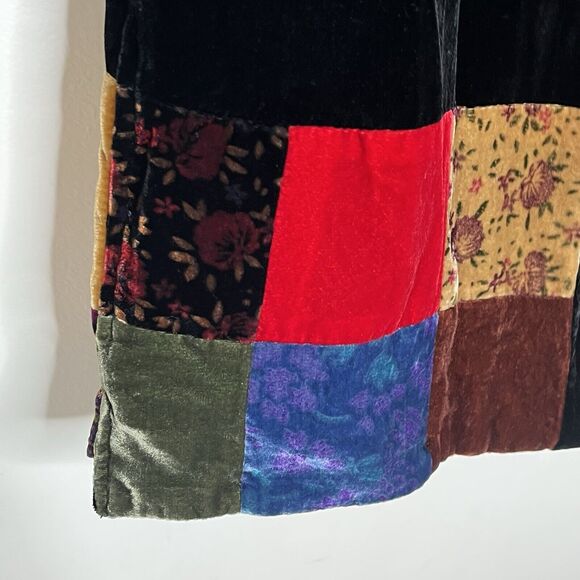 Patchwork Velvet Blazer Jacket Womens Size M Y2K Boho Colorful Artsy Whimsigoth - Picture 5 of 9